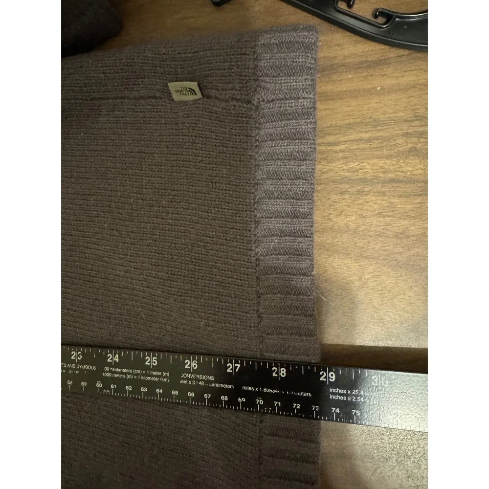The North Face A5 Series Mens XL Lambswool Blend Crewneck Sweater Gray Tan Logo